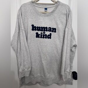 Old Navy Human & Kind Graphic Sweatshirt XXL Oversized Cozy Fleece Pullover